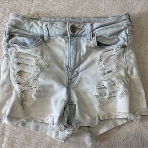 American Eagle Outfitters Blue Distressed Jean Shorts Juniors 6